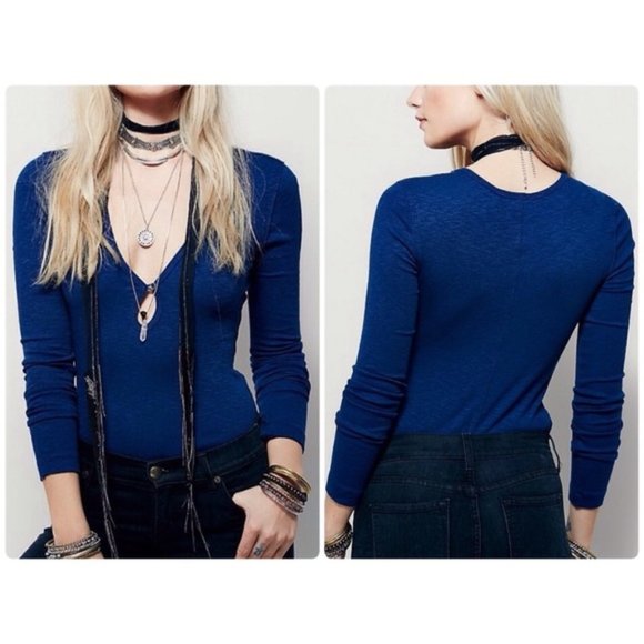 Free People Tops - Free People Tate Keyhole Blue Layering Top XS NWT